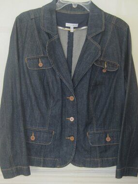 FASHION BUG~Denim Jean Jacket Womens~Size 18W~4 Pockets W/Buttons~Cotton/Spandex